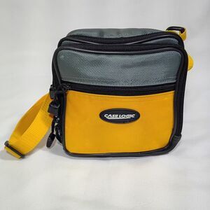 Vintage Case Logic  CD Player Bag Yellow Carrying Case Strap Tote Traveler